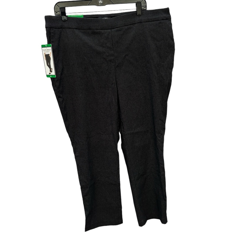 Hilary Radley Ladies' Pull-On Pant with Tummy Control Black/Off-White‎ Size XL
